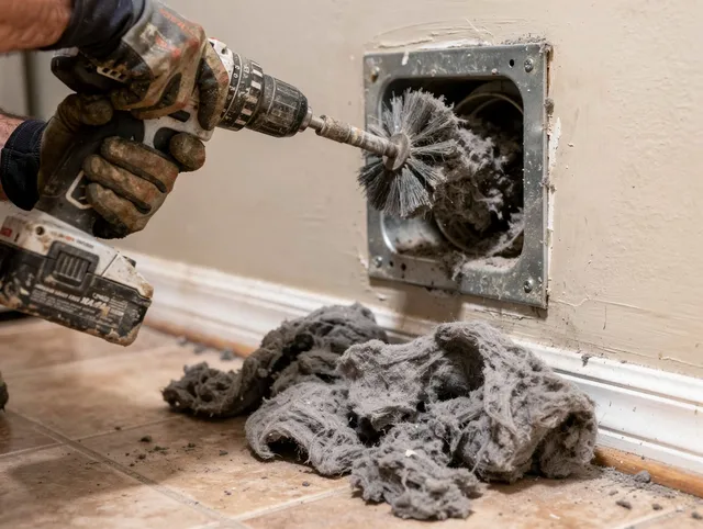 Certified Brunswick Dryer Vent Cleaning technician performing dryer vent cleaning in Brunswick